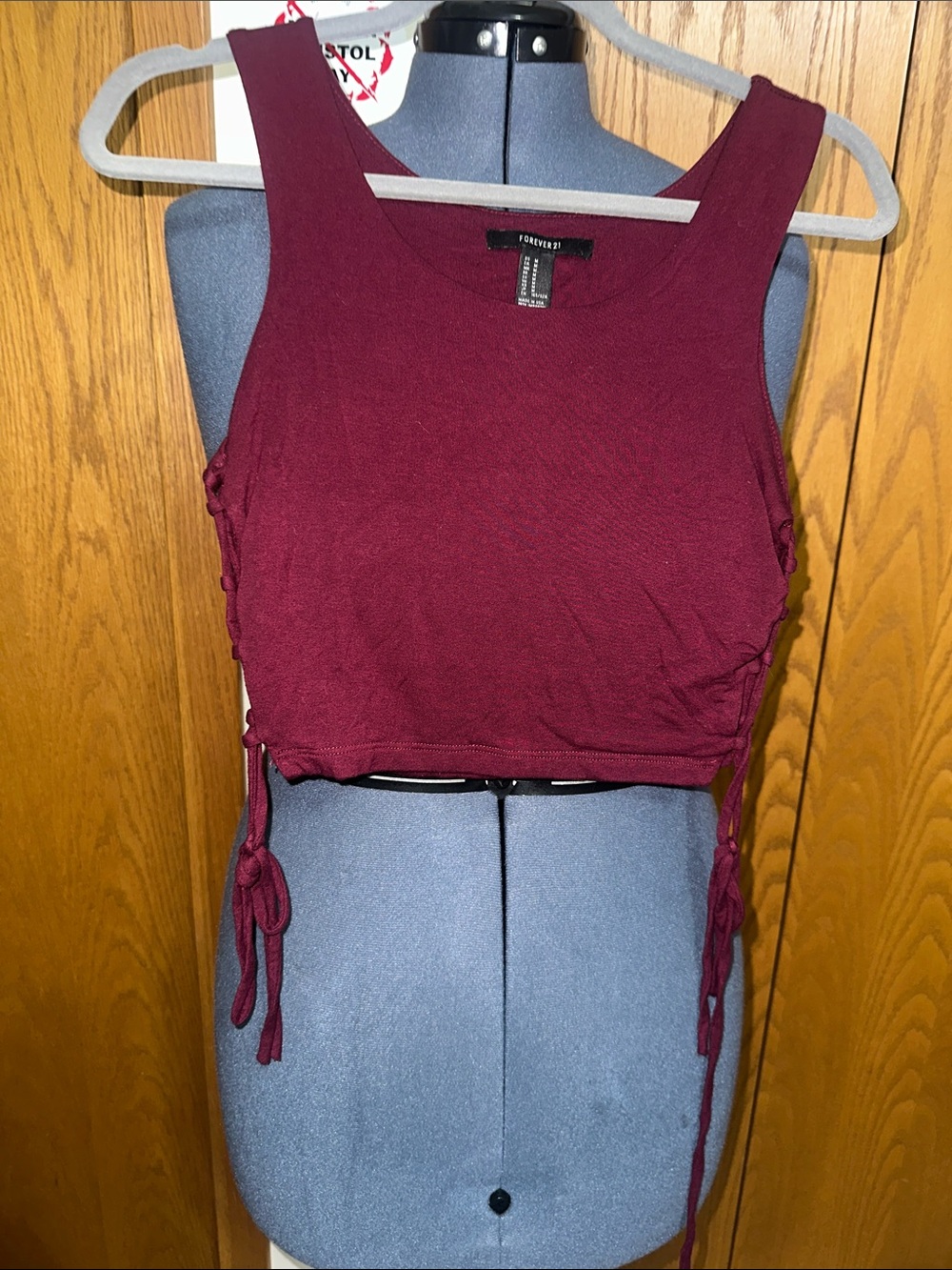 Forever 21 Wine Red Cropped Tank with Side Ties